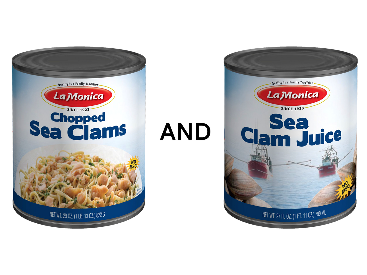Variety Pack Chopped Clams and Clam Juice LaMonica Fine Foods
