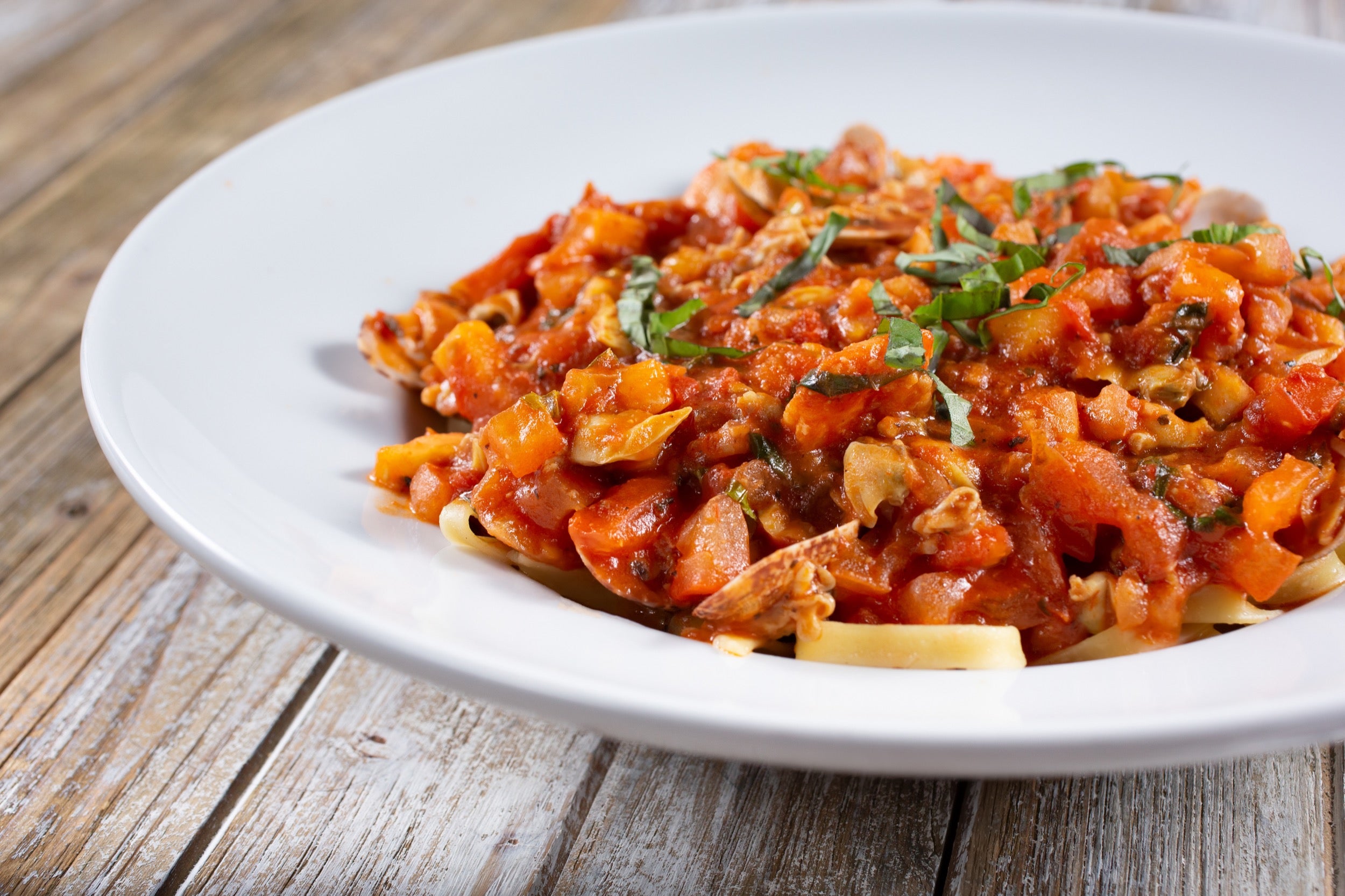 Pasta with red clam sauce